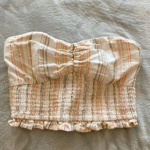 TULAROSA Coral Multi Stripe Crop Top